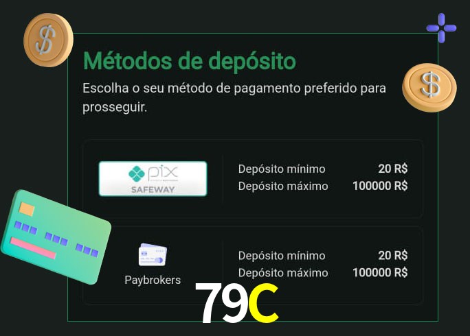 O cassino 79C oferece uma grande variedade de métodos de pagamento